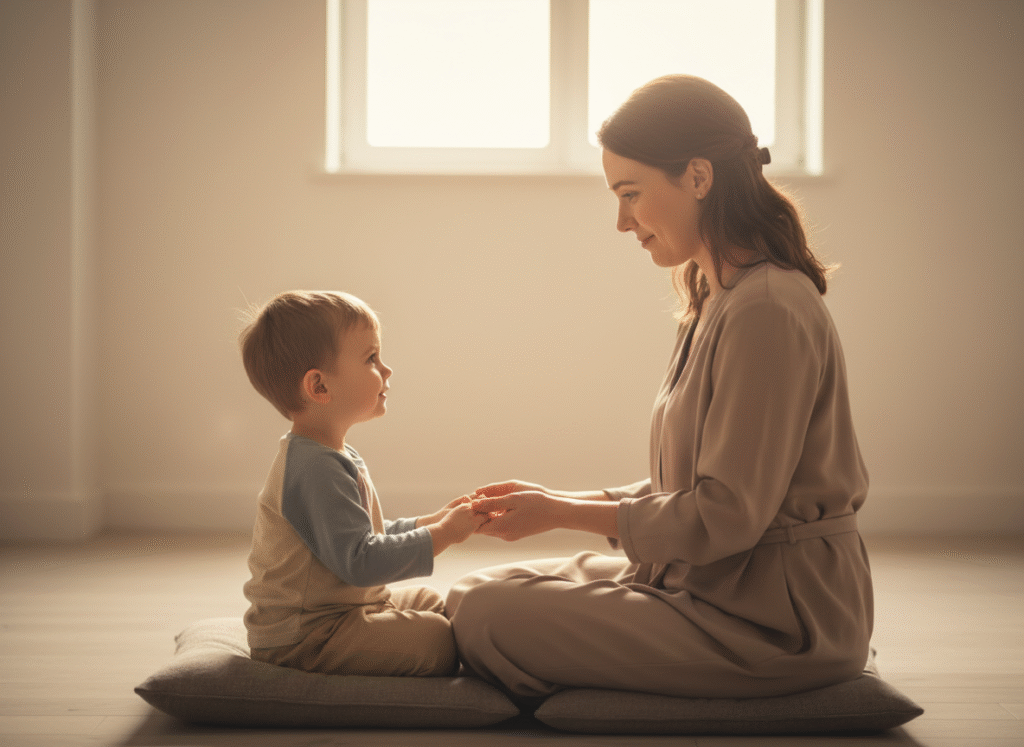 Adulto y niño en una interacción tranquila que favorece el desarrollo del lenguaje infantil